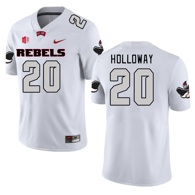 Men-Youth #20 Trenton Holloway UNLV Rebels 2023 College Football Jerseys Stitched-White